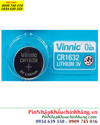 Pin VINNIC CR1632 (16mmx3.2mm), Pin 3V Lithium VINNIC CR1632 (130mAh) chính hãng